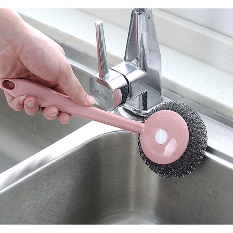 Sabut Jala Cuci Piring Dengan Gagang/Sabut Stainless Kawat Cuci Panci Bergagang