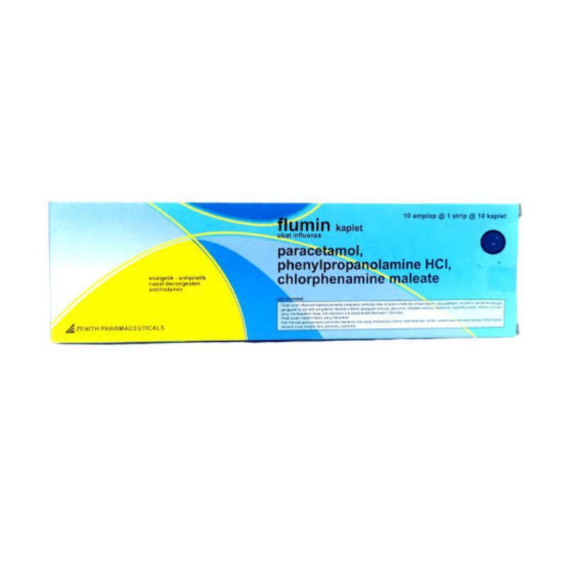 Flumin / 100 kaplet -- Obat Batuk Pilek Panas pereda Flu Demam dan Sakit Kepala tablet spt Masflu Fo