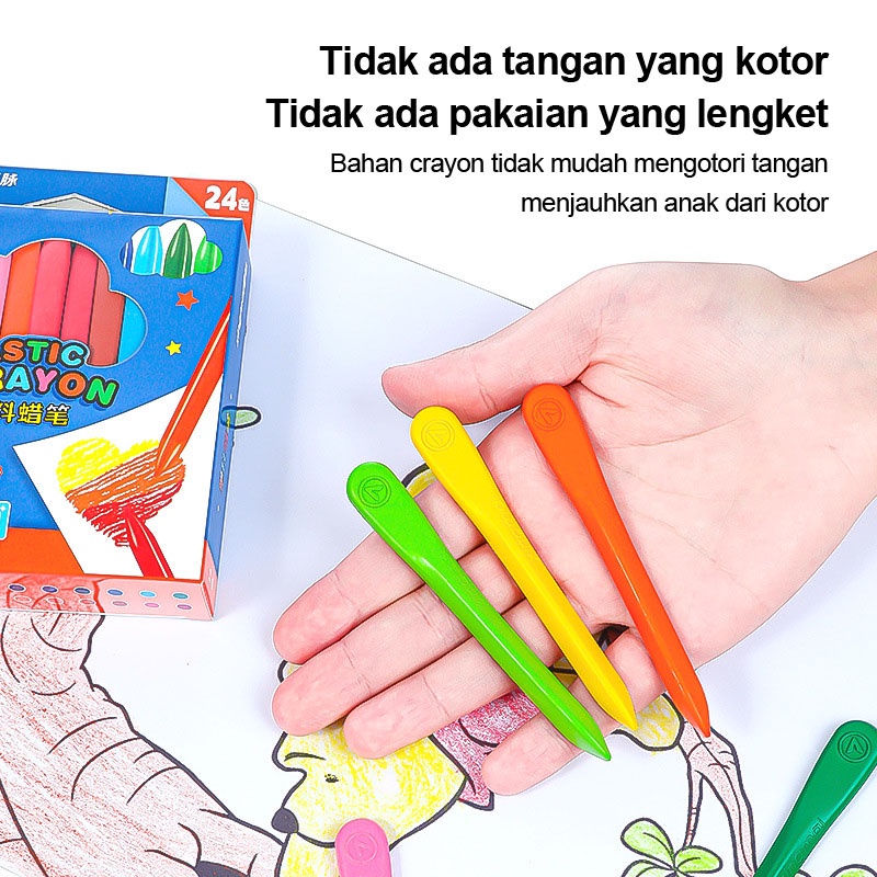 

Krayon Menggambar/ krayon 12/18/24 crayon non toxic / krayon plastik / krayon anti air / Krayon set