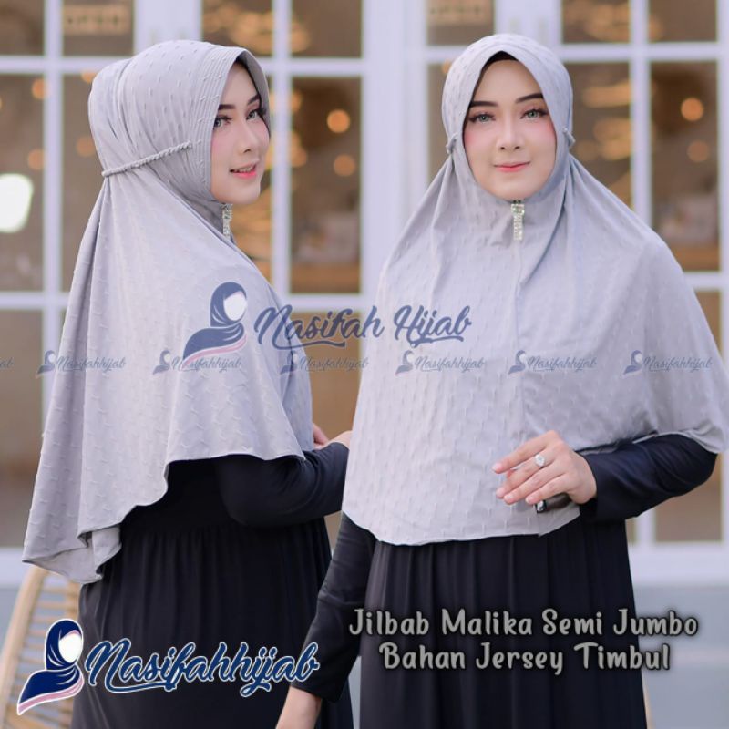 Jilbab Pet Jumbo MALIKA Timbul Hijab Jumbo Tali Tambang Jersey Timbul || Nasifah Hijab3