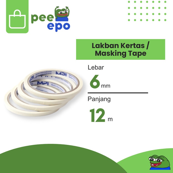 

Lakban Kertas / Masking Tape 6 mm x 12 Meter Master Pack Indonesia