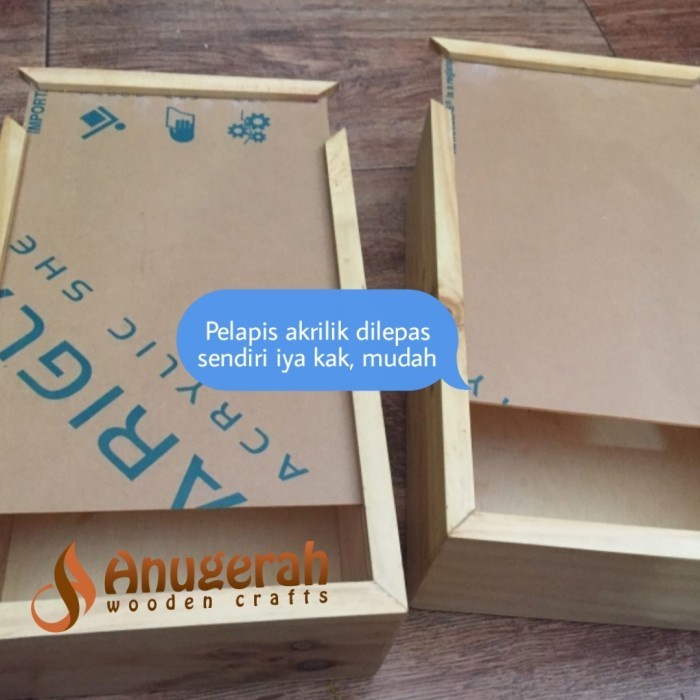 

Wooden sliding acrylic box 20x30cm kotak kayu sliding akrilik murah