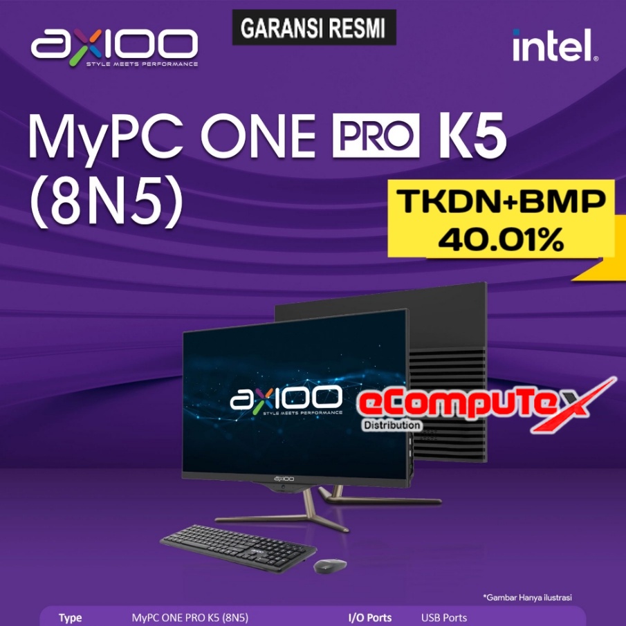 PC AIO AXIOO MYPC ONE PRO K5 (8N5-5) i5 RAM 8GB 512GB SSD  21.5"FHD TKDN - GARANSI RESMI