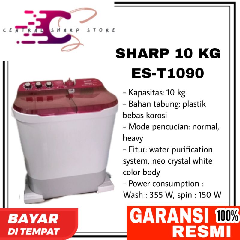 SHARP Mesin Cuci 2 Tabung 10 KG - ES-T1090