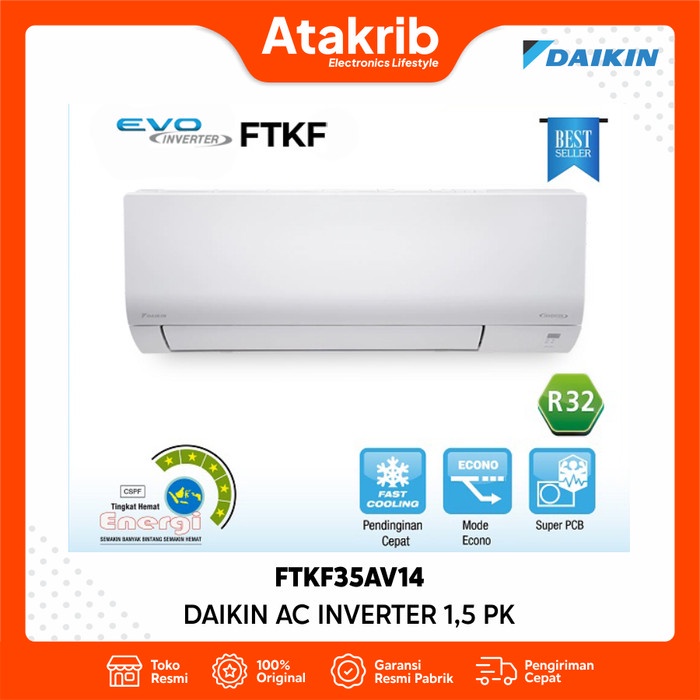 DAIKIN AC INVERTER 1,5 PK FTKF35AV14 Evo Inverter Malaysia