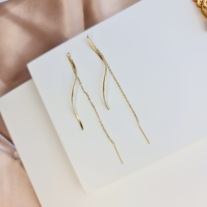 [ BEST SELLER ] - VS - Anting panjang titan elegant/anting titanium/anting panjang anti karat - Panj