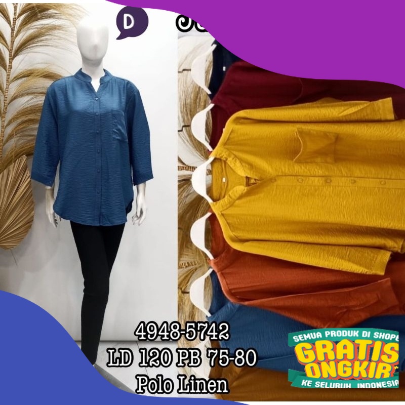 KEMEJA WANITA POLOS KATUN POLO LINEN PREMIUM/ORI POLO LINEN PREMIUM/KEMEJA POLOS OOTD/KEMEJA KERJA/ 
