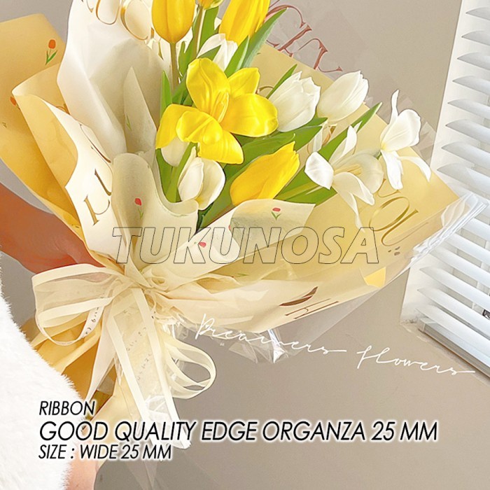 

GOOD QUALITY EDGE ORGANZA 25 MM / ROLL - PITA KADO ORGANDI LIS SATIN - 243 Beige