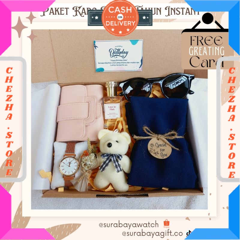 

BINGKISAN KADO ULTAH PASANGAN PACAR ISTRI MANTAN ISIAN MINI DAN BESAR / (Special B) GIFTBOX HAMPERS JAM TANGAN CEWEK RANTAI PASIR ULANG TAHUN Kado Dompet Kulit Gantungan Tas Boneka Buket Bunga Parfum Minyak Wangi Phasmina Hijab / BONUS GIFT CRAD UCAPAN