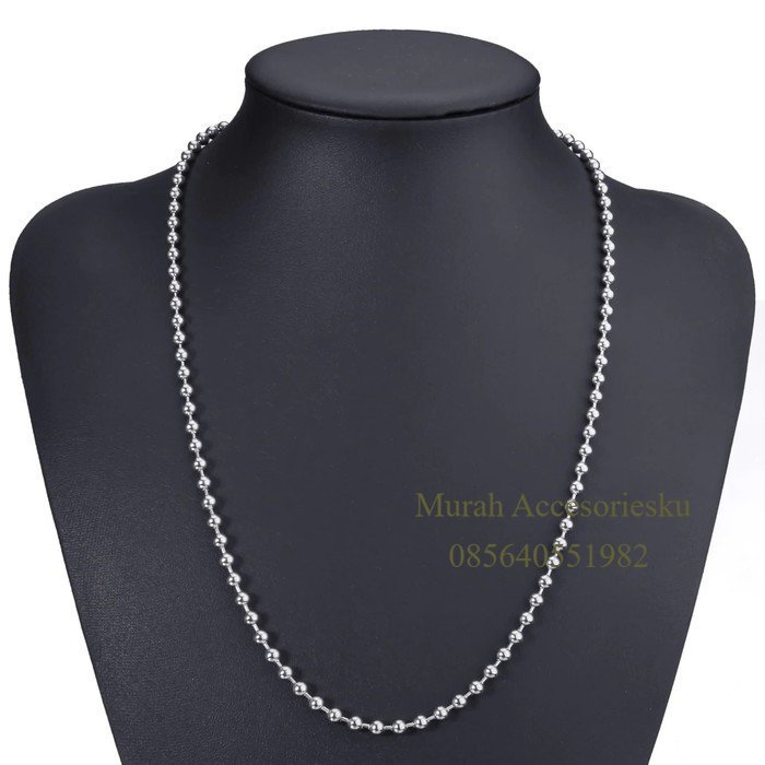 KALUNG PRIA TITANIUM PERAK BIJI LADA BULAT PANJANG PREMIUM ORI K31 - BULAT KECIL