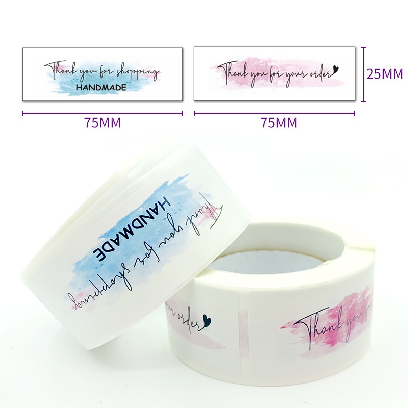 

(hocanparty) STIKER ROLL LABEL PINK THANK YOU STICKER LABEL MAKANAN TULISAN HANDMADE