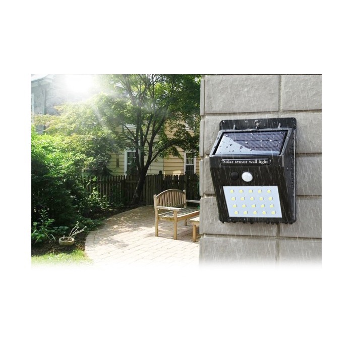 [GJ] Lampu Taman Teras Tiang Solar Sensor Gerak Weatherproof 460 Lumens - 20 LED