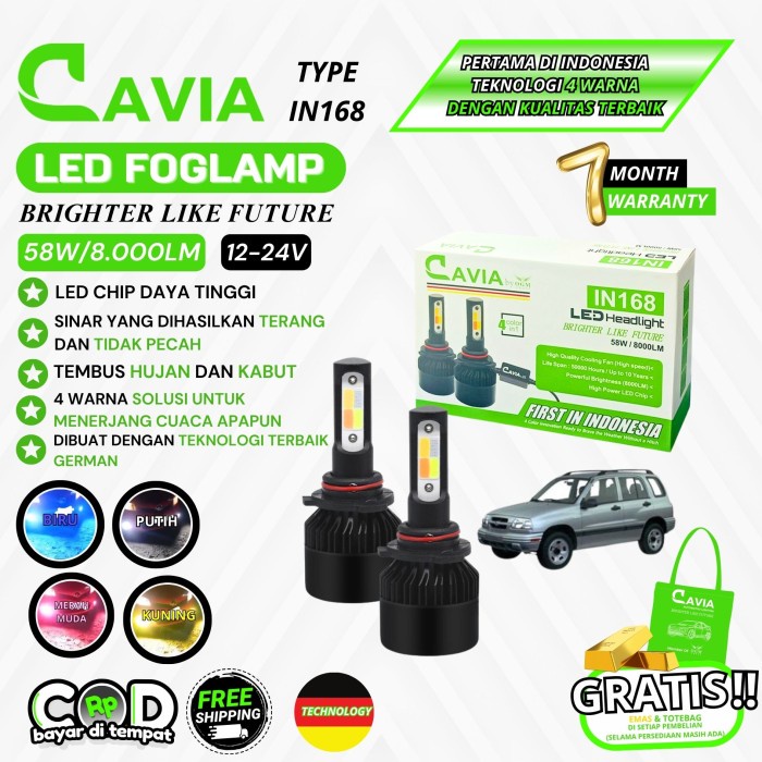 CAVIA-LAMPU LED FOGLAMP 4 WARNA SUZUKI ESCUDO 1.6 TEMBUS KABUT & HUJAN