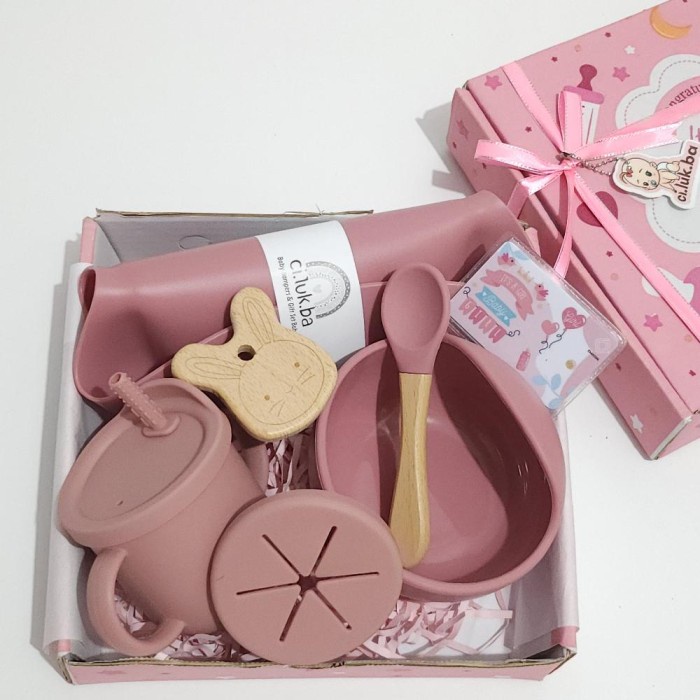 

Hampers Baby Paket Mpasi Kado Bayi Feeding Set Laki Laki Perempuan - Fs silikon pink, Iya
