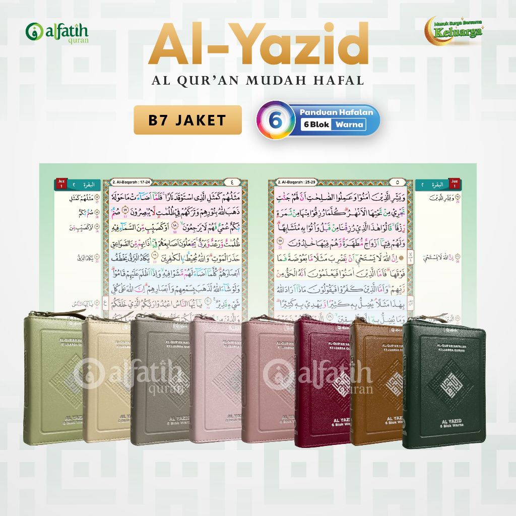Al Quran Hafalan Kecil Blok Warna Jaket Al Yazid B7 al quran resleting kecil rasm utsmani Quran mudah hafal