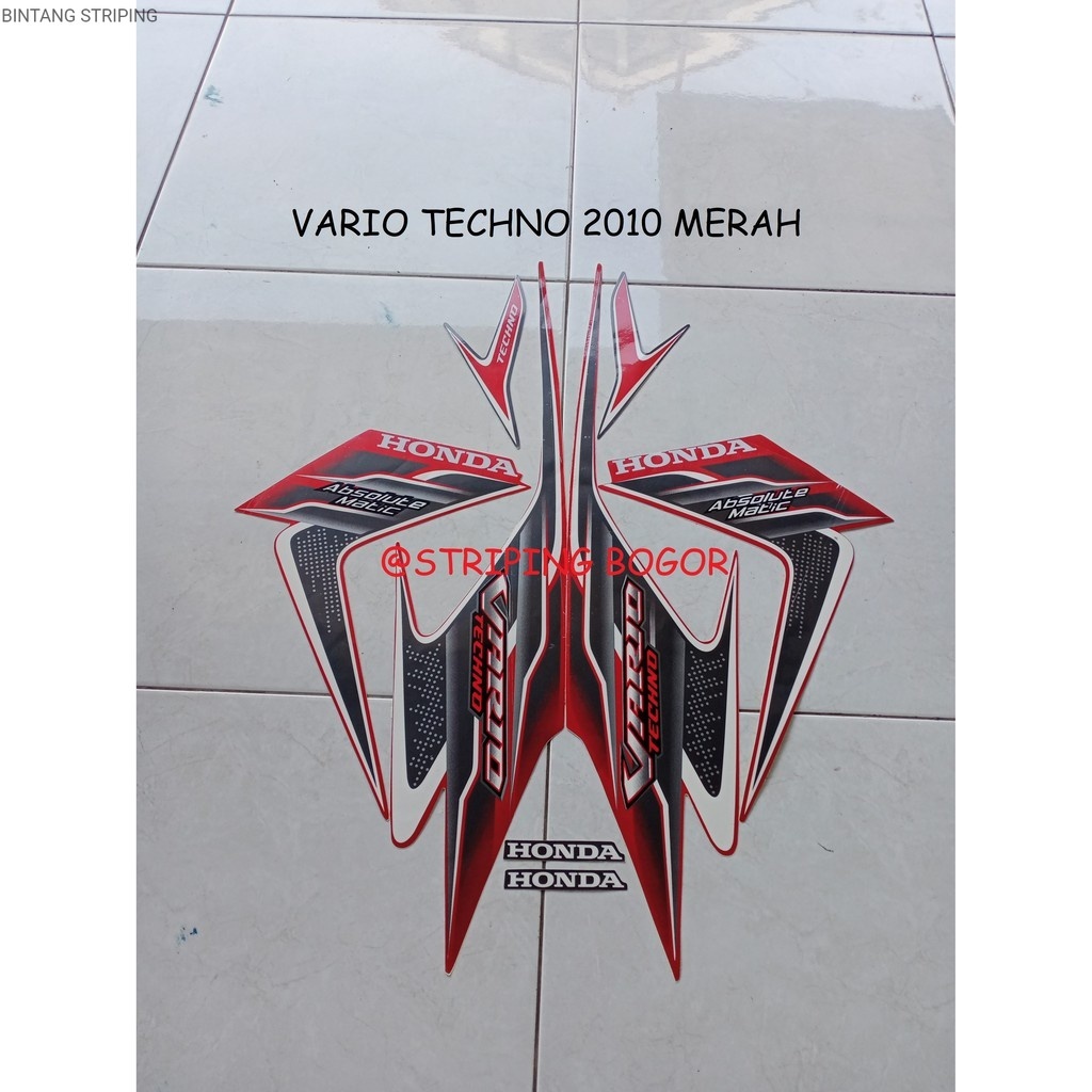 Striping Stiker Motor Honda Vario Techno 2010 Lis Merah