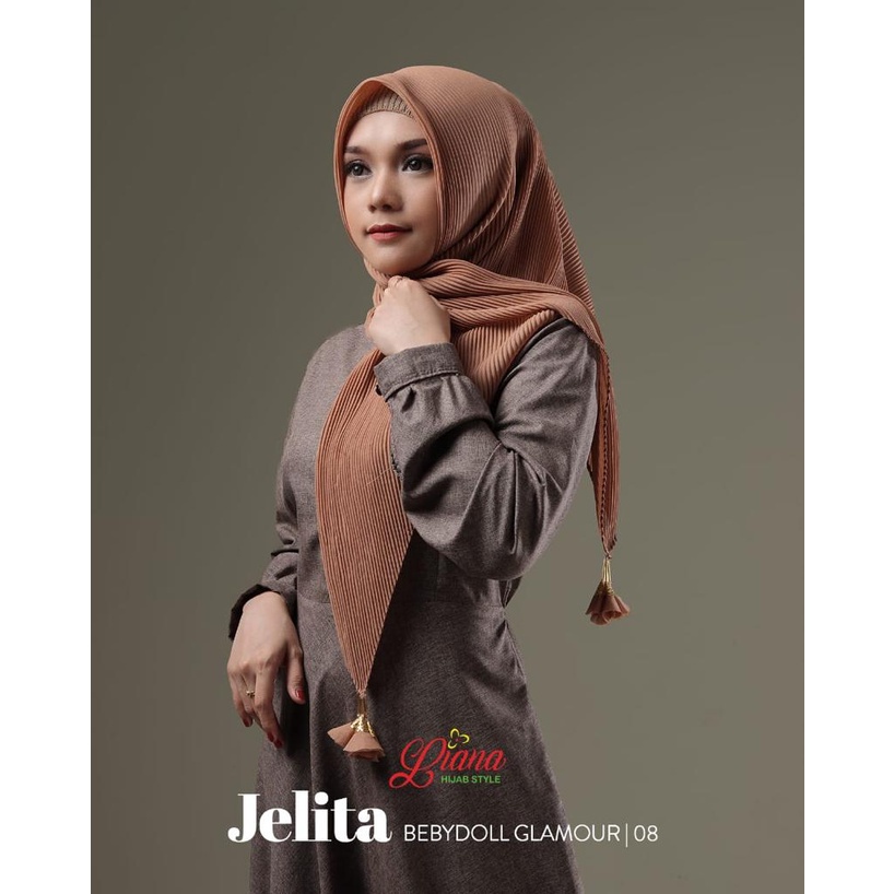 Jilbab Segiempat Segi Empat Plisket Polos Jelita Tassel Ori Liana Hijab BY ATHIRTEXTILE