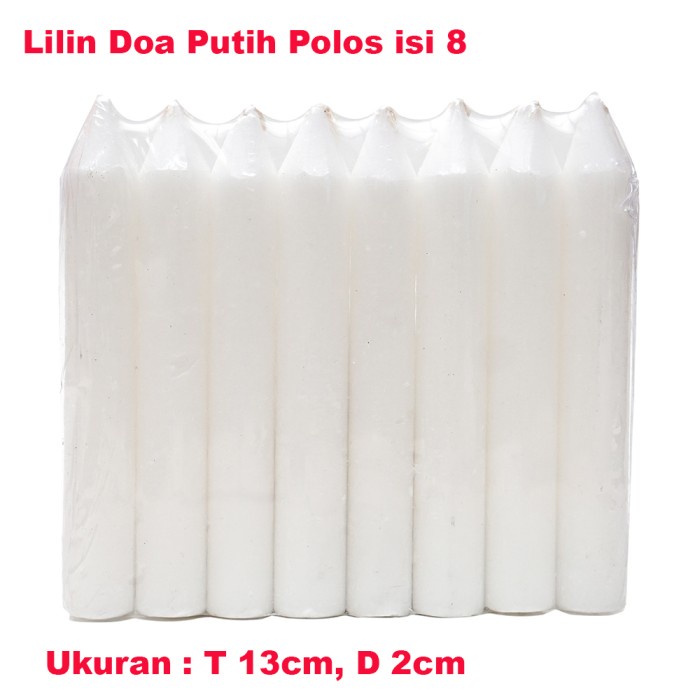 Lilin Altar Paskah Gereja Misa Doa Putih Polos isi 8 Uk. 13 x 2cm