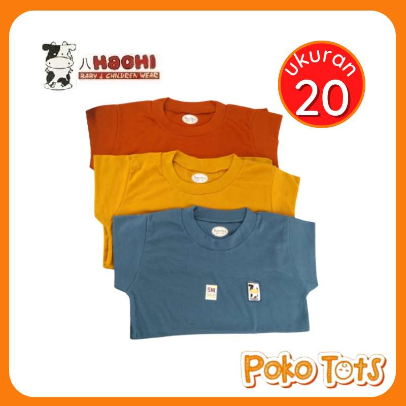 Hachi Kaos Oblong Ukuran 20 Warna Bold Tangan Pendek Bayi dan Anak Warna Polos Warna-Warni JB