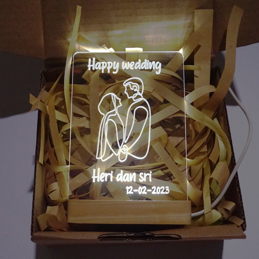 CUSTOM NAMA Lampu Akrilik Hadiah Wisuda/Gift Wedding/Birthday/Graduation Standing Lamp Acrylic LED