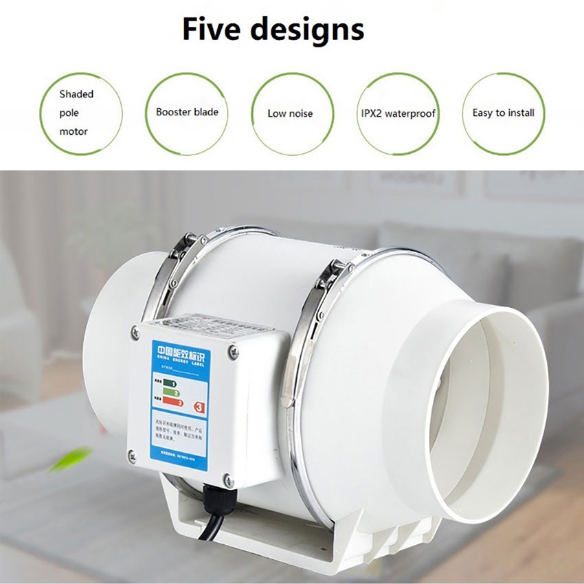 Circle Point - 4Inch Dinding Jendela Toilet Mountable Exhaust Fan / Tekanan Meningkatkan Fan