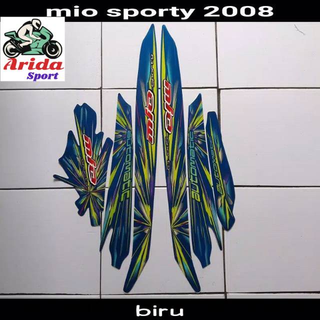 striping mio smile sticker  yamaha mio smile sporty karbu lama thn 2008 biru stiker mio smile old