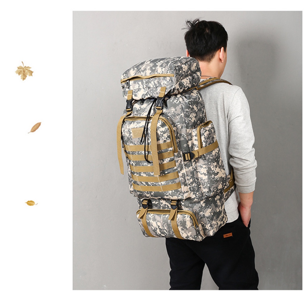 Tas Carrier Kerir Ransel Gunung Militer Hiking Camping Oxford Waterproof 80 Liter