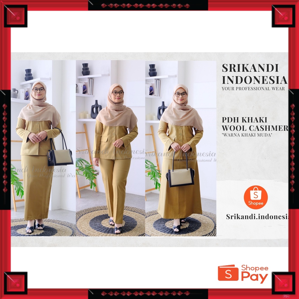12.12 SERAGAM SALE / Seragam Pemda PNS PDH Khaki Muda Wanita Wool Cashmere Premium