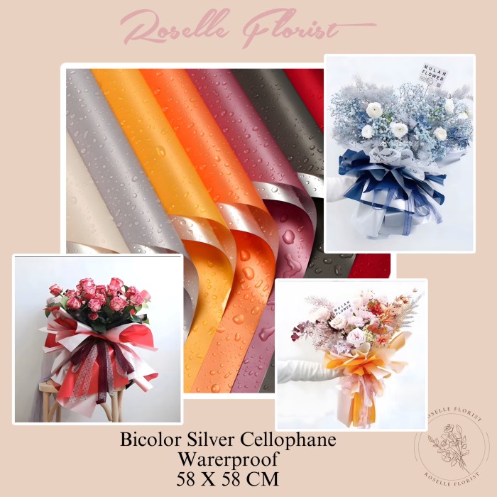 

Kertas Bunga 2 Warna Bicolor Silver Cellophane Wrapping Paper 58x58cm