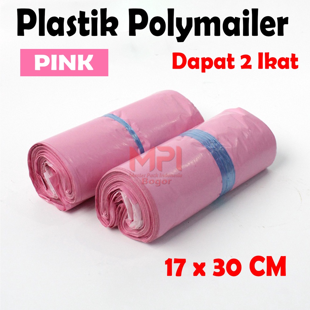 

2 IKAT - Plastik Polymailer Pink 17 x 30 cm / Plastik Polimer / Plastik Kantong Packing Online Shop - Master Pack Indonesia