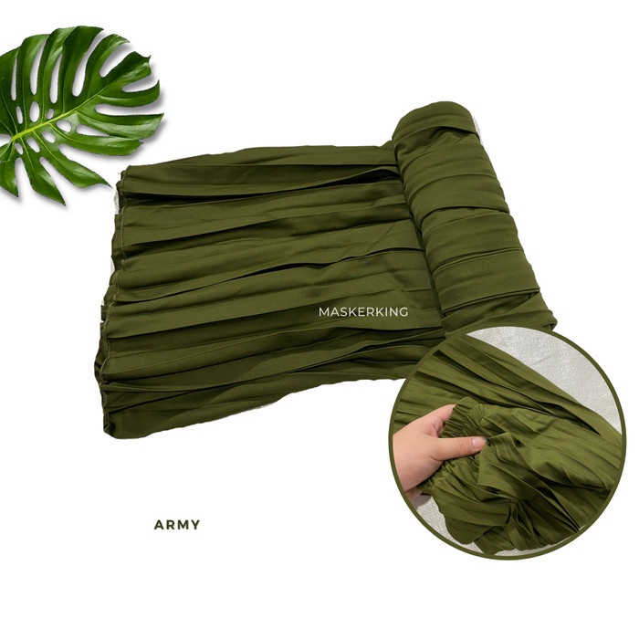 Rok Plisket 7/8 / Rok Plisket Pendek / Premium Quality - Army Tua