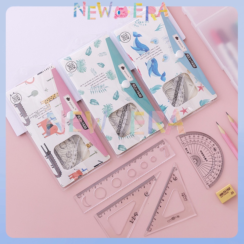 

NewEra Penggaris Set Lengkap Isi 4 Model Lucu Seperangkat Penggaris Transparan Isi 4 Pcs Ruler Set Penggaris Siswa Empat Bagian