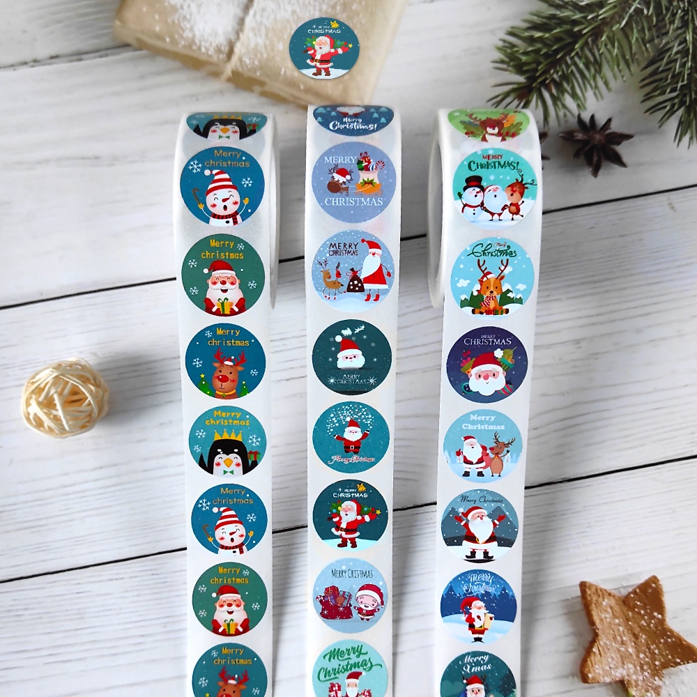 

500PC STICKER LABEL STIKER KUE KEMASAN KOTAK MAKANAN HAMPER MERRY CHRISTMAS SANTACLAUS NATAL MERRY CHRISTMAS