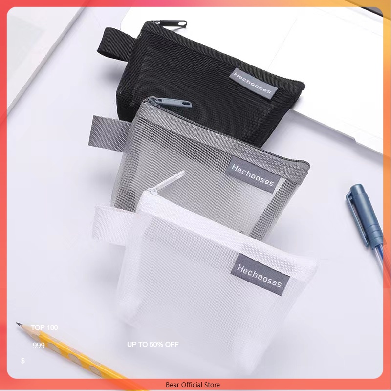 Tas penyimpanan mini transparan/tas alat tulis dompet koin kosmetik transparan simpel, lucu dan cant