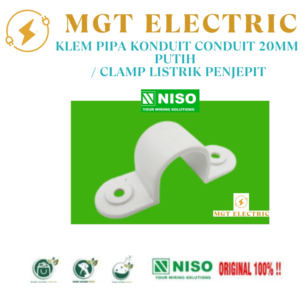 NISO KLEM PIPA CONDUIT 20MM - Putih