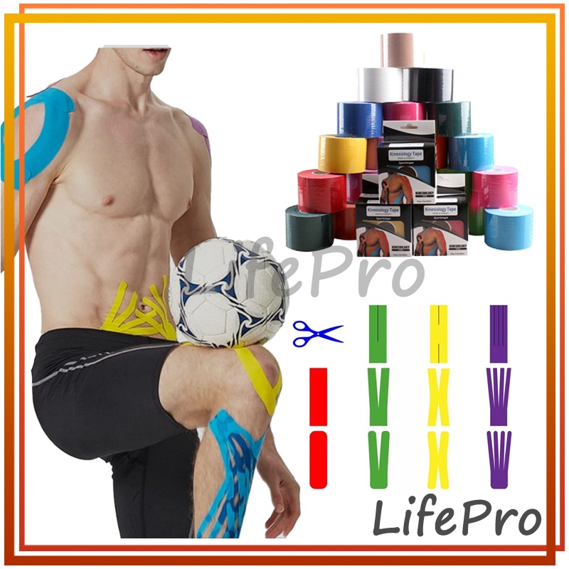 Kinesiologi Kinesiology Tape 5cm x 5m Taping Sepakbola Futsal Perban Elastis Tapping Olahraga Teping