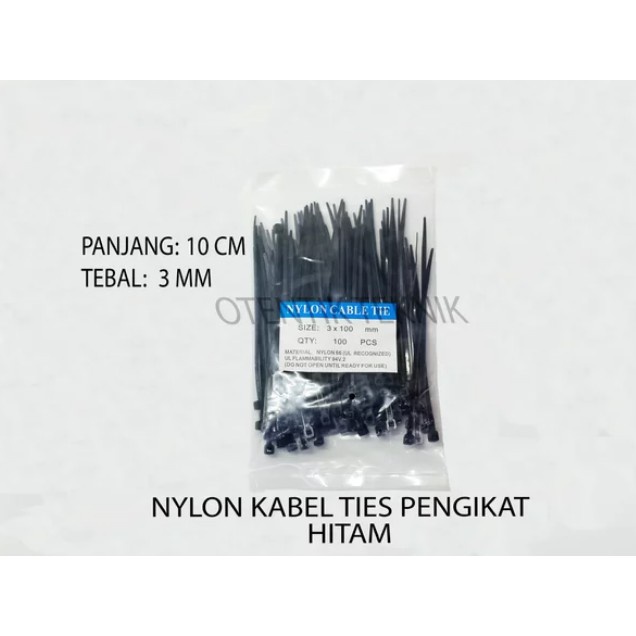 

KABEL TIES NILON 10 CM HITAM - NYLON TIE KABEL IKAT 10CM - TIS 100 MM BLACK