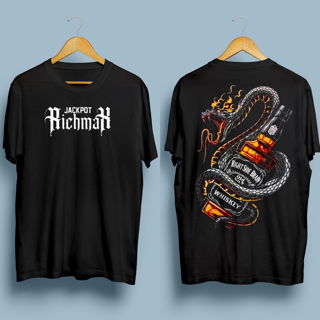 KAOS DISTRO MURAH HITAM PRIA WANITA RICHMAX WISHKEY NAGA KEREN
