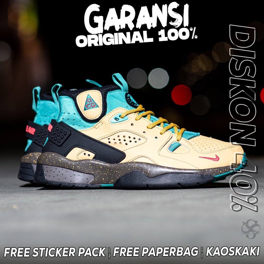 NIKE HUARACHE ACG AIR MOWABB TWINE YELLOW BLACK BLUE 
ORIGINAL 100% GLOBAL MARKET SEPATU SNEAKERS CL