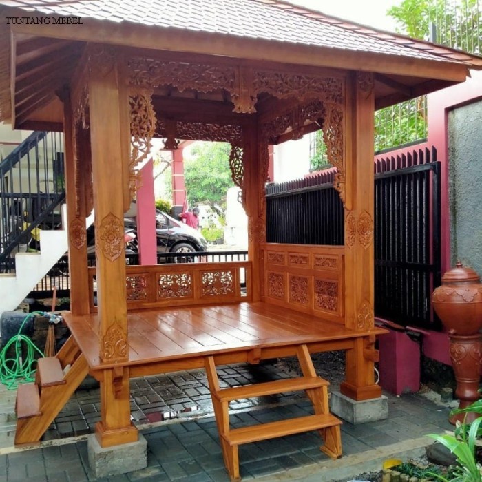 Termurah GAZEBO KAYU JATI UKIR JEPARA 2m x 2m