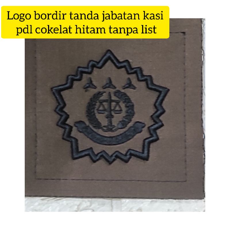 logo bordir tanda jabatan kasi pdl cokelat hitam tanpa list kejaksaan