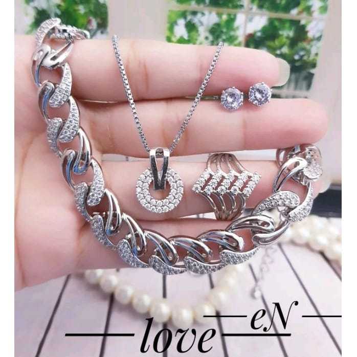 Fashion Jwl  - Satu Set Perhiasan Emas Putih 24k Terbaru Anti Luntur Wanita Dewasa