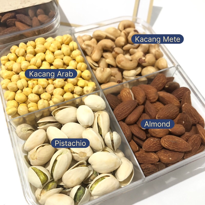 

Hampers Kacang-Kacangan Box 4 in 1 Sekat Cemilan Sehat Organik (PAKET TURSINA)