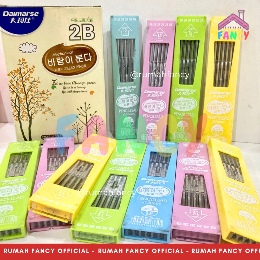 

[1 TUBE ISI 12 PCS] Isi Pensil Mekanik Daimarse 2B 2.0MM DMS 6334 Pastel Colorfull Lucu Unik Murah