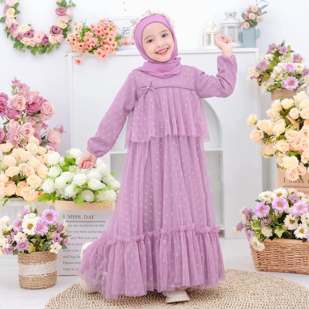 Gamis Abaya Anak Set Hijab Tali Serut Pinggang 1-5 Tahun Bahan Jersey  Dan Nyaman Cod - Princess Dre