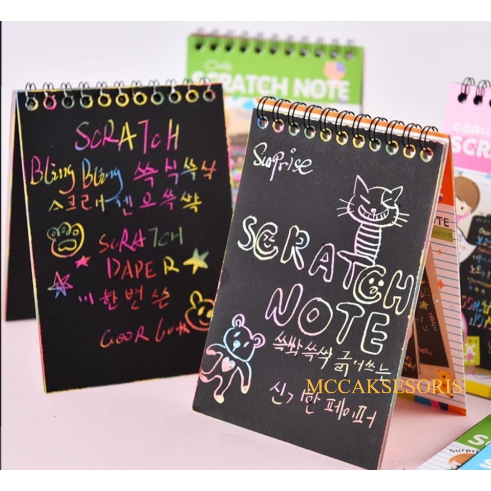 

MCC Buku Sketsa Warna-warni Scratch Book Grafiti Kertas Mini Tulis Gores Gambar DIY Sscratch Paper Note Black Cardboard Mini Hadiah Alat Tulis Mainan Edukasi