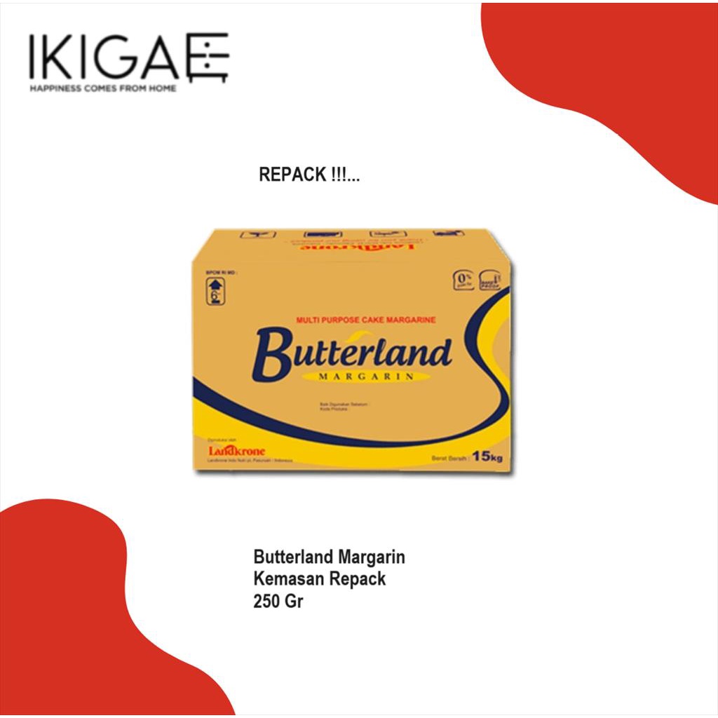 BUTTERLAND MARGARIN / MARGARIN SERBAGUNA 250 GR REPACKED