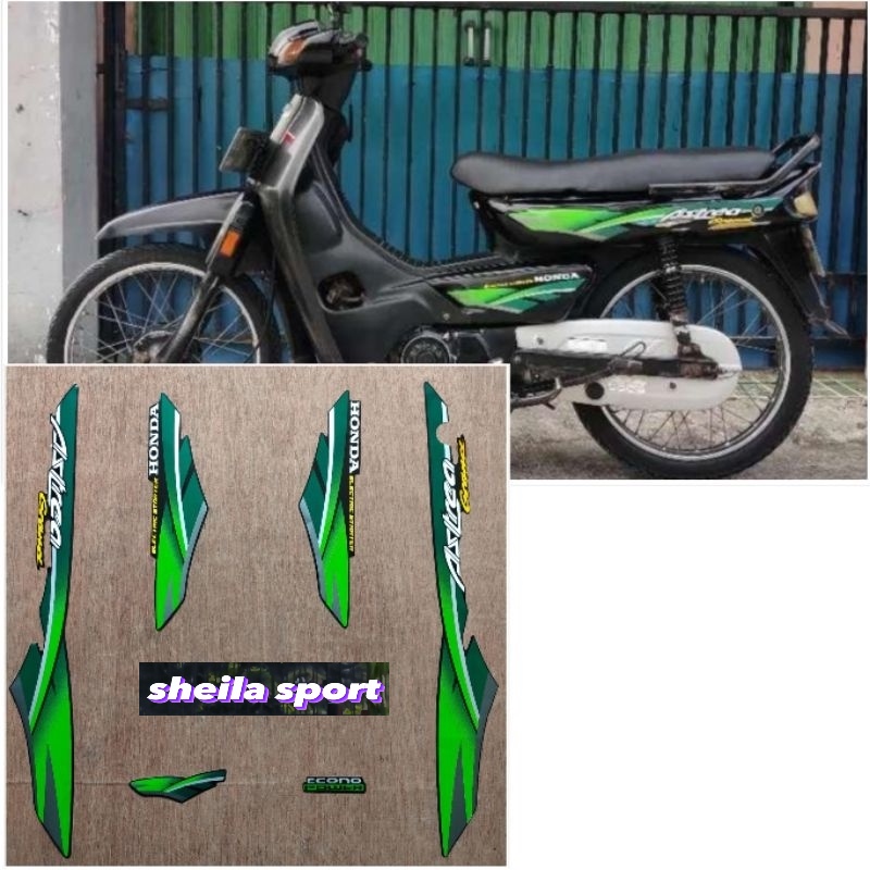 striping grand grend stiker lis les Honda Astrea Grand hitam Lis hijau tahun 1996