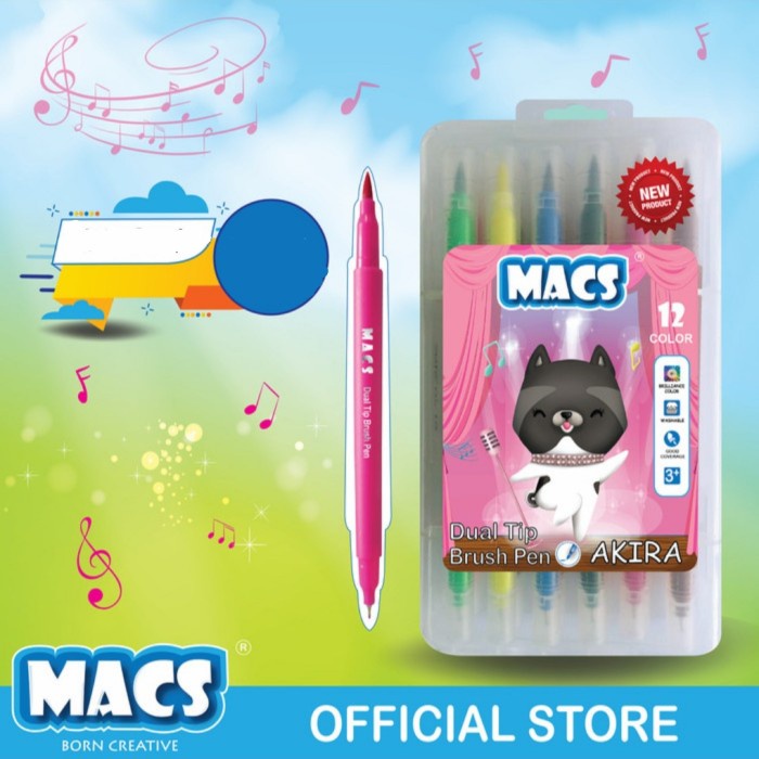 

MACS Dual Tip Brush Pen 12 Warna