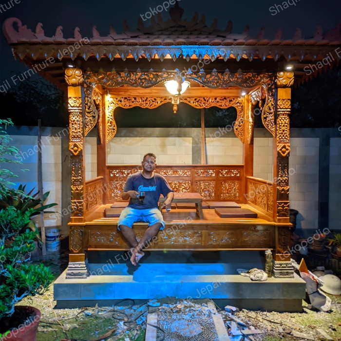 FREE ONGKIR JFS gazebo ukir / gazebo kayu / gazebo taman / gazebo jepara / gazebo jati